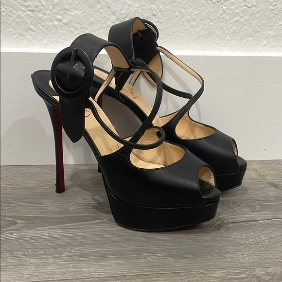 Christian Louboutin Black Platform Heels with Signature Red Sole